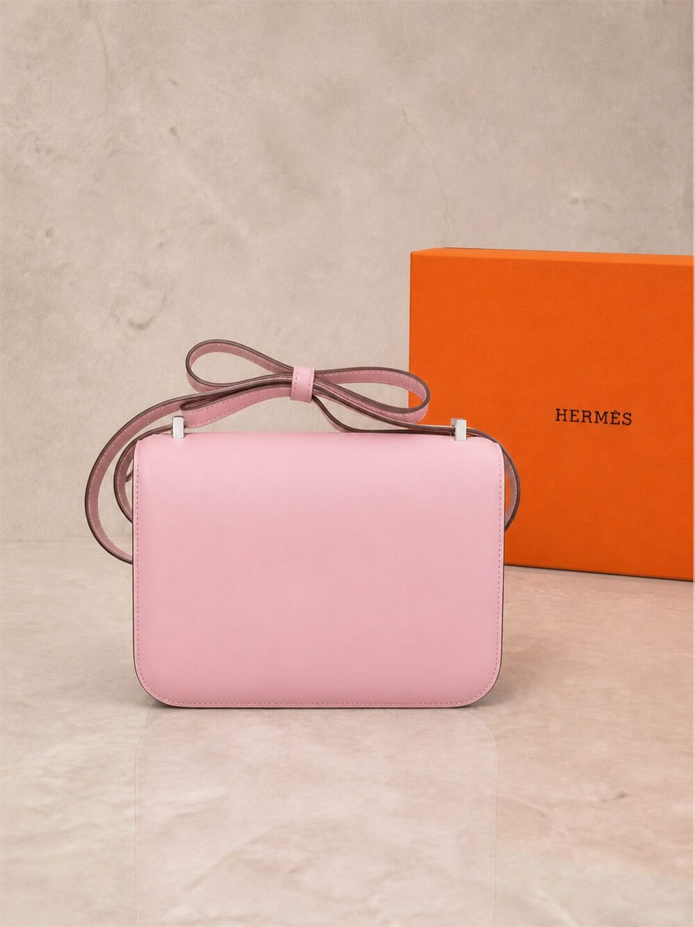 Hermes Rose Sakura Swift Calfskin Constance Shoulder Bag - Picture 2 of 6